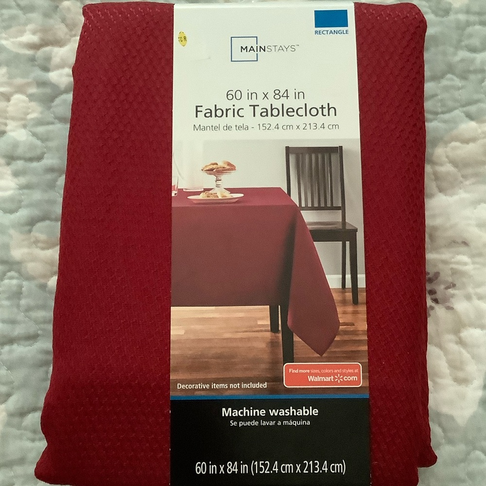 Mainstays Christmas Burgundy Fabric Tablecloth